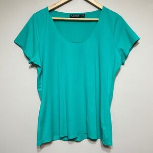 Lauren Ralph Lauren Short Sleeve Scoop Neck Tee Women XL Soft Lightweight Fitted